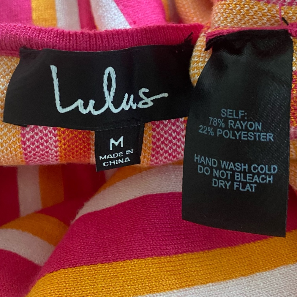Lulus Nayeli Hot Pink Multi Striped Sleeveless Bodycon Sweater Dress - M - Picture 11 of 13